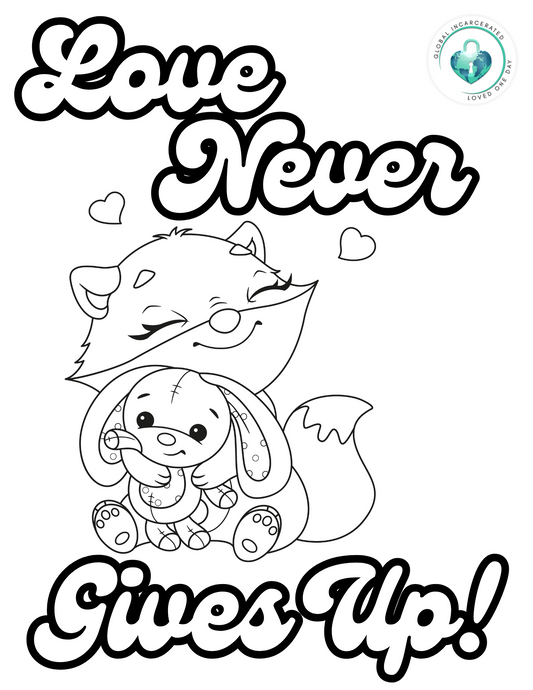 Love Never Gives Up Fox | Global Incarcerated Loved One Day | FREE Digital Download | Coloring Page
