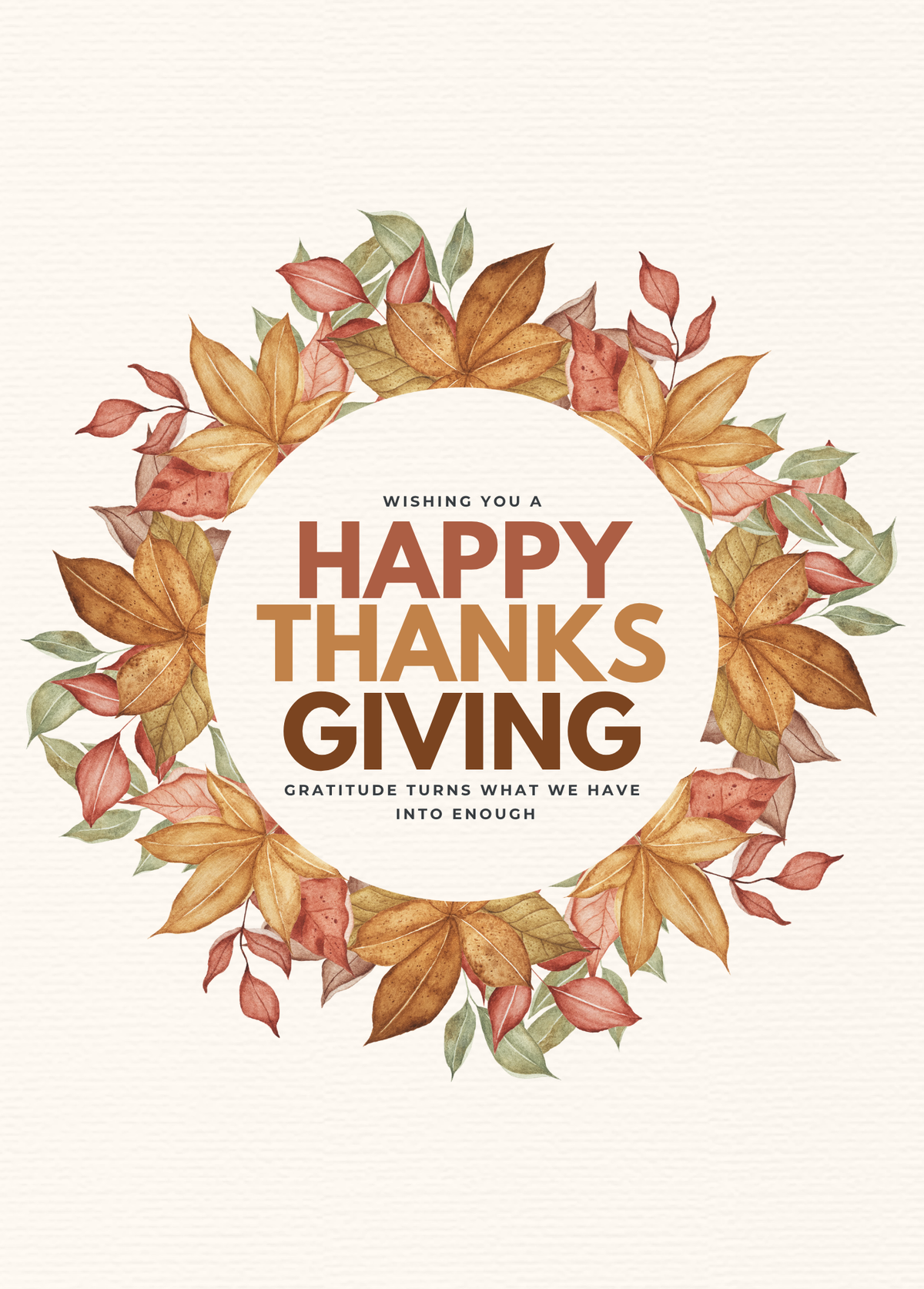 Gratitude Turns What We Have Into Enough | Thanksgiving Card